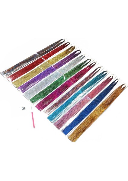 Araçlar ile Saç Tinsel Telleri 12 Renk Saç Tinsel Telleri Seti, Saç Uzantıları Glitter Parlak Ipek Tinsel (Yurt Dışından) modelleri