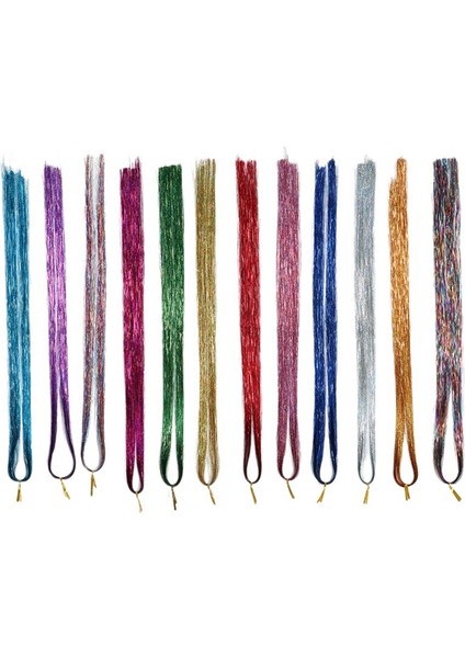 Araçlar ile Saç Tinsel Telleri 12 Renk Saç Tinsel Telleri Seti, Saç Uzantıları Glitter Parlak Ipek Tinsel (Yurt Dışından) indirimleri