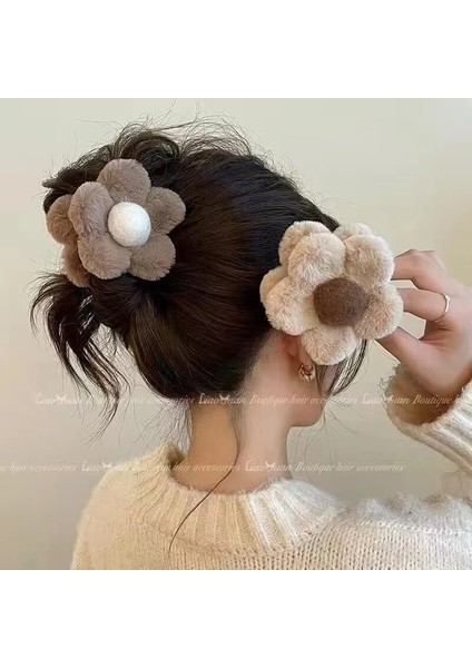 Saç Aksesuarları Yeni Sevimli Peluş Sıkma Çiçek Saç Tokası Geri Kaşık Tava Saç Sıkma Yüksek Dereceli Kadın Aksesuarları (Yurt Dışından)