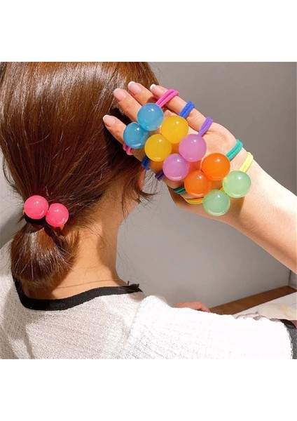 Çocuklar Renkli Jöle Topu Saç Halatlar Şeker Renk Lastik Bant Elastik Saç Bağları At Kuyruğu Tutucu Scrunchies Headress (Yurt Dışından)