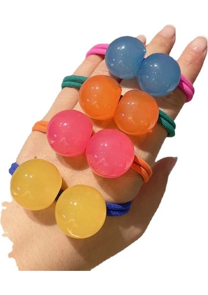 Çocuklar Renkli Jöle Topu Saç Halatlar Şeker Renk Lastik Bant Elastik Saç Bağları At Kuyruğu Tutucu Scrunchies Headress (Yurt Dışından) fiyatları