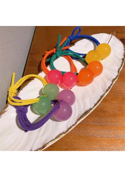 Çocuklar Renkli Jöle Topu Saç Halatlar Şeker Renk Lastik Bant Elastik Saç Bağları At Kuyruğu Tutucu Scrunchies Headress (Yurt Dışından) modelleri