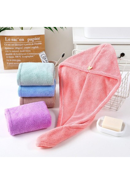 Kadın Saç Kurutma Şapka Çabuk Kuruyan Mikrofiber Saç Havlusu Kap Şapka Banyo Şapkası Katı Havlu Kapağı Süper Emme Türban Saç Kuru Kap (Yurt Dışından)