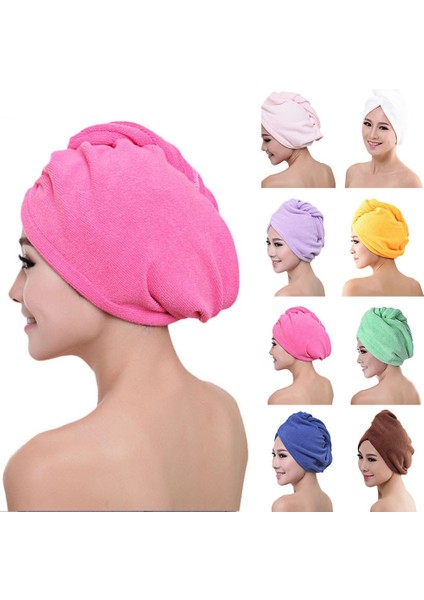 Beyaz Mercan Kadife Kuru Saç Banyo Havlusu Mikrofiber Çabuk Kuruyan Türban Süper Emici Kadın Saç Kap Wrap Düğme ile Kalınlaşmak (Yurt Dışından) modelleri