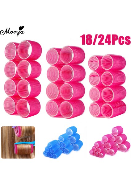 Monja 18/24 Adet S/m/l Saç Şekillendirici Seti Bigudiler Kendinden Kavrama Kendinden Yapışkanlı Hava Kıvırma Silindirleri Dıy Saç Kıvırma Araçları (Yurt Dışından)