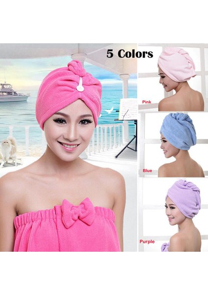 Türban Hızlı Kuru Mikrofiber Saç Havlusu Büyük Sihirli Çift Taraflı Kuru Saç Şapka Bayanlar Banyo Spa Şapka Saç Sarma Banyo Havlusu (Yurt Dışından)