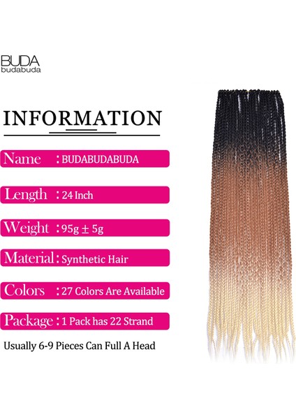 24 Inç Ombre Kutusu Örgüler Tığ Saç Uzun Ön Döngülü Tığ Örgüler Kadın Kızlar Için Sentetik Örgü Saç Uzantıları Budabuda (Yurt Dışından) modelleri