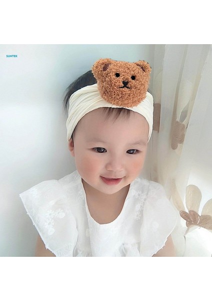 Bebek Kafa Bandı Geniş Bantlar Headwrap Çocuk Fotoğraf Sahne Hairband Bej (Yurt Dışından)