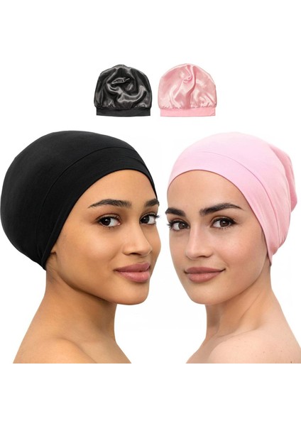 Yumuşak Streç Saten Kaput Moda Astarlı Uyku Bere Şapka Bambu Şapkalar Kıvırcık Doğal Saç Hemşire Kap Kadınlar ve Erkekler Için (Yurt Dışından)