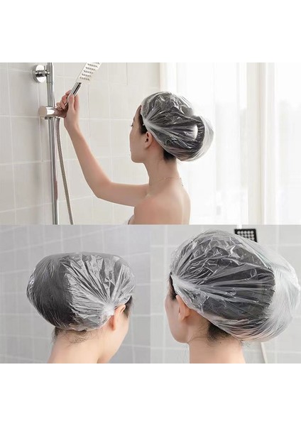 1 【eğlencelı Lıve】 100 Adet Çok Amaçlı Gerilebilir Şeffaf Plastik Duş Başlığı Mutfak Banyo Saç Şapka (Yurt Dışından) fiyatları