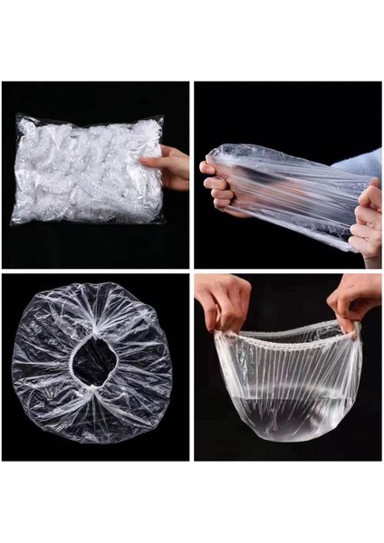 1 【eğlencelı Lıve】 100 Adet Çok Amaçlı Gerilebilir Şeffaf Plastik Duş Başlığı Mutfak Banyo Saç Şapka (Yurt Dışından) fırsatları