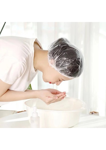 1 【eğlencelı Lıve】 100 Adet Çok Amaçlı Gerilebilir Şeffaf Plastik Duş Başlığı Mutfak Banyo Saç Şapka (Yurt Dışından) indirimleri