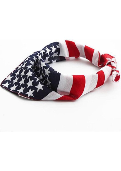 50X50 cm Unisex Pamuk Spor Cep Kare Eşarp Amerikan Bayrağı Çizgili Yıldız Baskı Kafa Bandı Bandana Hip-Hop Bileklik Saç Wrap (Yurt Dışından)