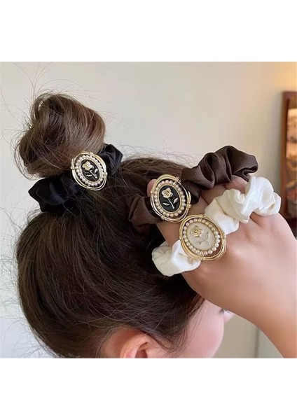 Lüks Marka Tasarım Kamelya Saç Kravat Saç Bandı Moda Gül Çiçek Lastik Bant Headdress At Kuyruğu Saç Aksesuarları (Yurt Dışından) fiyatları