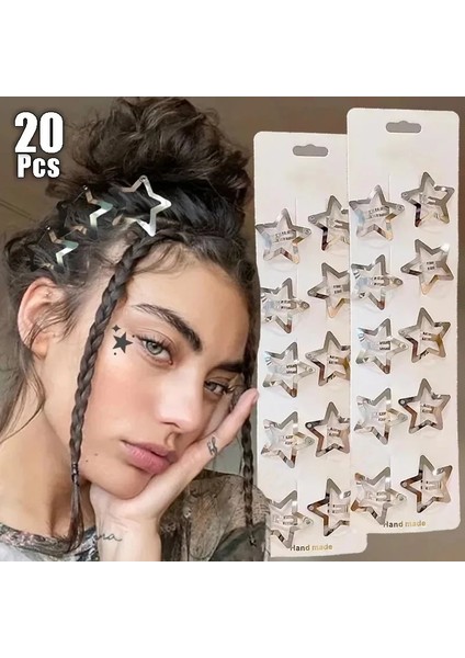 2/10/20 Adet Y2K Altın Gümüş Yıldız Saç Klipleri Kadınlar Için Yıldız Tokalarım Metal Baskı Tokalar Kızlar Şapkalar Kore Saç Aksesuarları (Yurt Dışından)