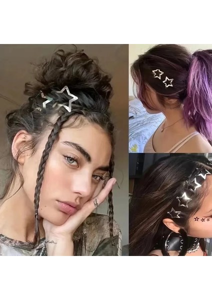 2/10/20 Adet Y2K Altın Gümüş Yıldız Saç Klipleri Kadınlar Için Yıldız Tokalarım Metal Baskı Tokalar Kızlar Şapkalar Kore Saç Aksesuarları (Yurt Dışından) modelleri