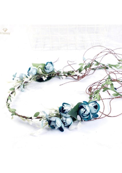 Boho Çiçek Kafa Bandı Çelenk Kadın Kızlar Başlığı Çiçek Çelenk Taç Halo Saç Çelenk Saç Bandı Plaj Tatil Partisi Düğün Için, Mavi (Yurt Dışından) fiyatları