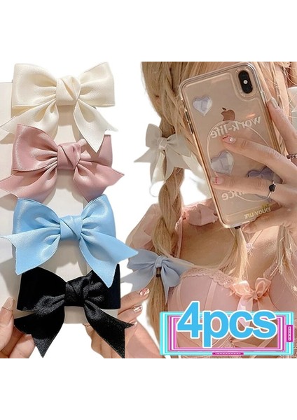 2/4 Adet Saten Yay Saç Klipleri Jk Kızlar Için Kawii Tokalarım Sevimli Saç Aksesuarları Çocuklar Siyah Beyaz Kurdele Kadın Tokalar Toka (Yurt Dışından) fiyatları