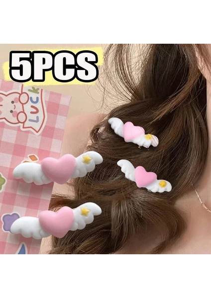 Şeftali Kalp Melek Kanatları Saç Tokası Kadınlar Için Sevimli Güzel Tatlı Girly Estetik Tokalar Kore Charm Saç Aksesuarları Hediye (Yurt Dışından)