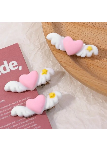 Şeftali Kalp Melek Kanatları Saç Tokası Kadınlar Için Sevimli Güzel Tatlı Girly Estetik Tokalar Kore Charm Saç Aksesuarları Hediye (Yurt Dışından) modelleri