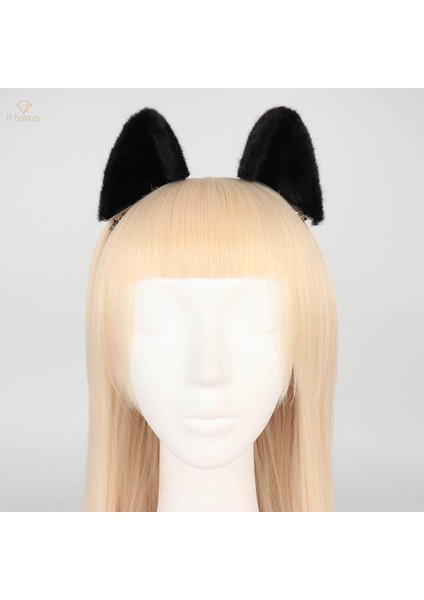 Cosplay Peluş Kedi Kulak Saç Klipleri Dekorasyon Anime Hayvan Kafa Bandı Yavru Kulaklar Tokalarım Parti Cadılar Bayramı Giydirme Için Firkete Kadın Çocuk, Siyah (Yurt Dışından)