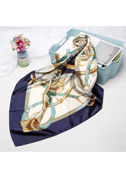 Moda Başörtüsü Eşarp Kadınlar Için Fular Kemer Baskı Ipek Saten Saç Atkı 90*90CM Kare Atkısı Kafa Bandı Atkılar Bayanlar Için (Yurt Dışından)