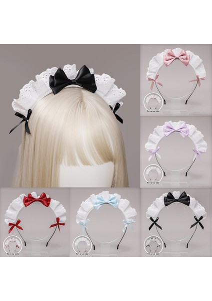 Dantel Yay Sevimli Kafa Bandı Örgü Lolita Cosplay Parti Aksesuarları Hizmetçi Saç Çemberler (Yurt Dışından)