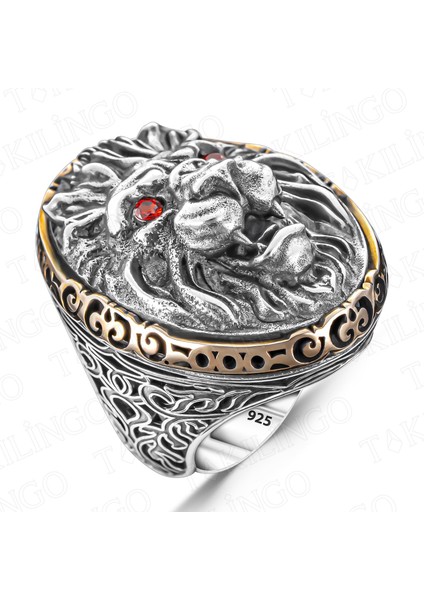 925 Ayar Gümüş Büyük Boy 3D Aslan Motifli Koleksiyonluk Erkek Yüzük modelleri