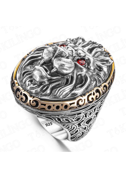 925 Ayar Gümüş Büyük Boy 3D Aslan Motifli Koleksiyonluk Erkek Yüzük fırsatları