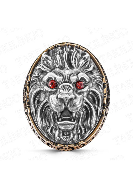 925 Ayar Gümüş Büyük Boy 3D Aslan Motifli Koleksiyonluk Erkek Yüzük indirimleri