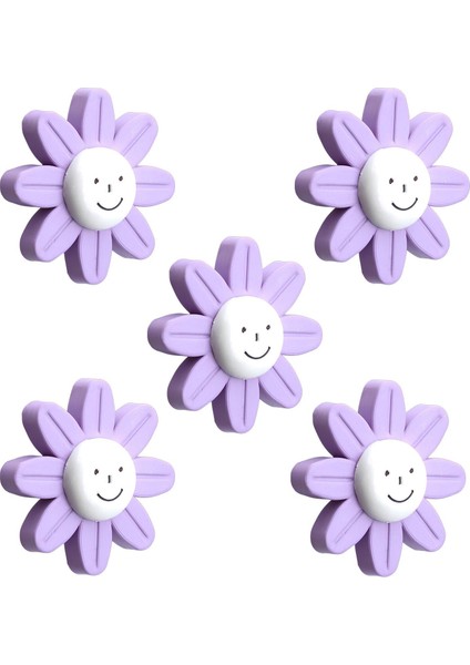 Mobilya Plastik Papatya Kulp Lila Renk Çoçuk Odası Kız Erkek Dolap Kapak Kulpu Çekmece Kulbu 5 Adet