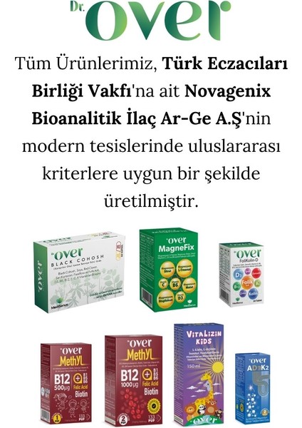 Dr. Over Vitalizin Kids L-lizin, L-arjinin, Inositol, Fosfotidilserin, Vitamin ve Mineralleri İçeren Takviye Edici Gıda - 1 kutu