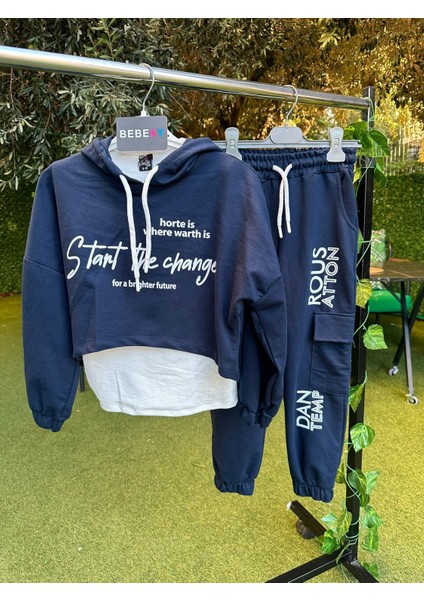 2 Iplik Crop Detaylı Üçlü Takım