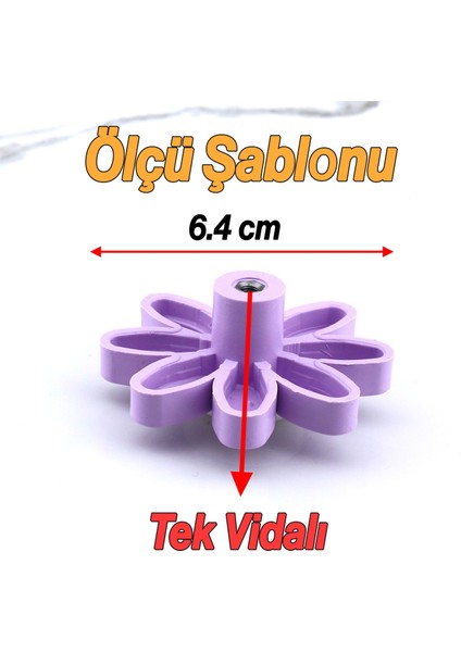 Mobilya Plastik Papatya Kulp Lila Renk Çoçuk Odası Kız Erkek Dolap Kapak Kulpu Çekmece Kulbu 5 Adet fırsatları