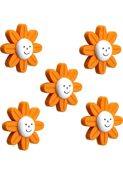 Mobilya Plastik Papatya Kulp Turuncu Çoçuk Odası Kız Erkek Dolap Kapak Kulpu Çekmece Kulbu 5 Adet