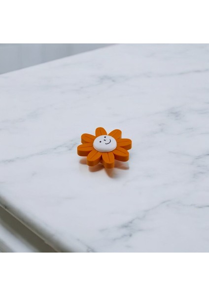 Mobilya Plastik Papatya Kulp Turuncu Çoçuk Odası Kız Erkek Dolap Kapak Kulpu Çekmece Kulbu 5 Adet fırsatları