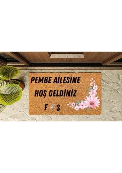 Kapı Önü Paspası Kişiye Özel Yazı Yazılır Koko Model Pembe Çiçek PK-1577 indirimleri