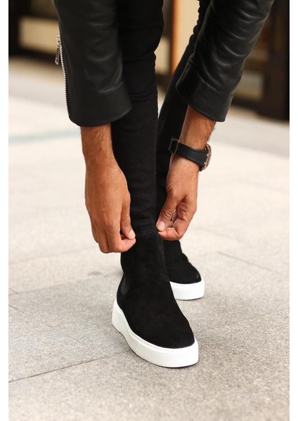 - Siyah Süet Eva Taban Erkek Chelsea Bot Siyah