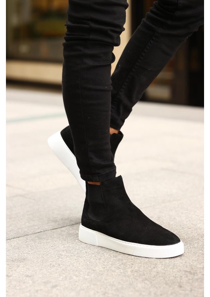 - Siyah Süet Eva Taban Erkek Chelsea Bot Siyah modelleri