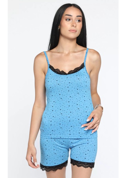 İp Askılı Şortlu Pijama Takımı P-00012002