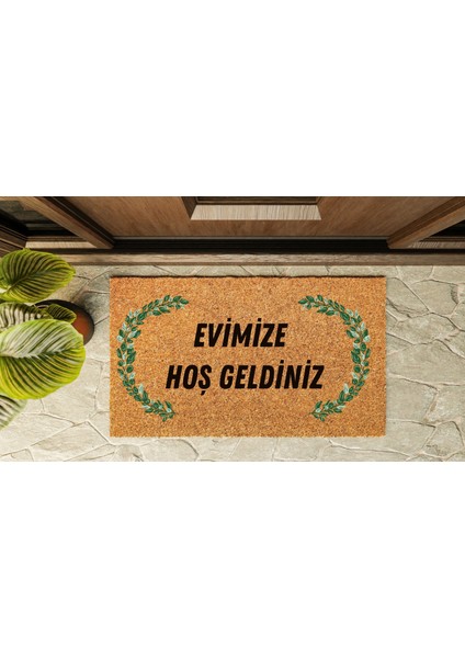 Kapı Önü Paspası Özel Tasarım Koko Model Evimize Hoşgeldiniz Yaprak Şerit PK-1536 indirimleri