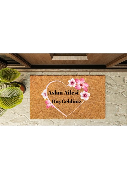 Kapı Önü Paspası Kişiye Özel Yazı Yazılır Koko Model Kalp Çiçek Desenli PK-1515 indirimleri