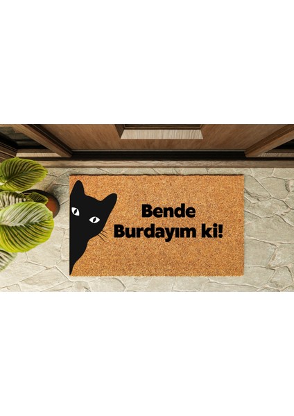 Kapı Önü Paspası Özel Tasarım Koko Model Kedi Bende Burdayım Ki PK-1520 indirimleri