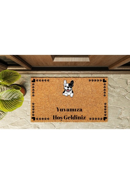 Kapı Önü Paspası Özel Tasarım Koko Model Gülen Pug PK-1578 indirimleri