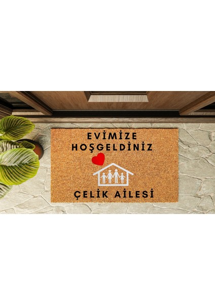 Kapı Önü Paspası Kişiye Özel Isim Yazılır Koko Model Kalpli Ev PK-1533 indirimleri