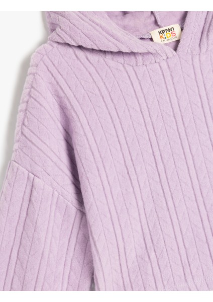 Kapşonlu Sweatshirt Uzun Kollu Dokulu modelleri