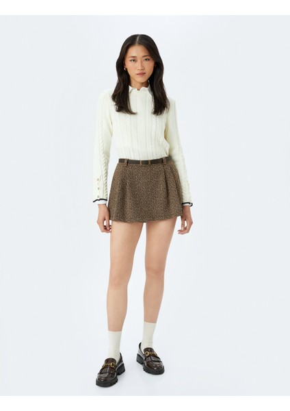 Saç Örgü Kazak Uzun Kollu Bisiklet Yaka