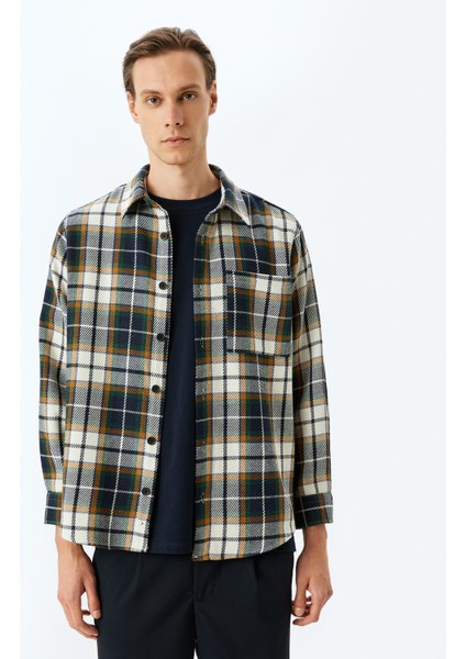 Uzun Kollu Pamuk Karışımlı Cep Detaylı Ekose Oduncu Gömleği modelleri