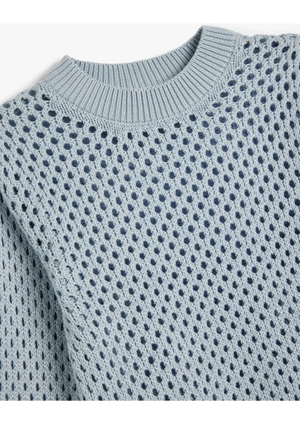 Ajurlu Kazak Triko Yuvarlak Yaka Uzun Kollu modelleri