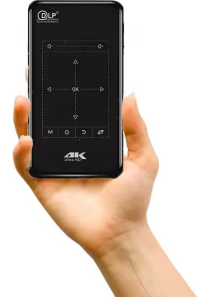Mini Projektör Android 9.0 Mini 3D LED Wifi Bt Dlp 1080P Beamer Destek Airplay Miracast Ac3